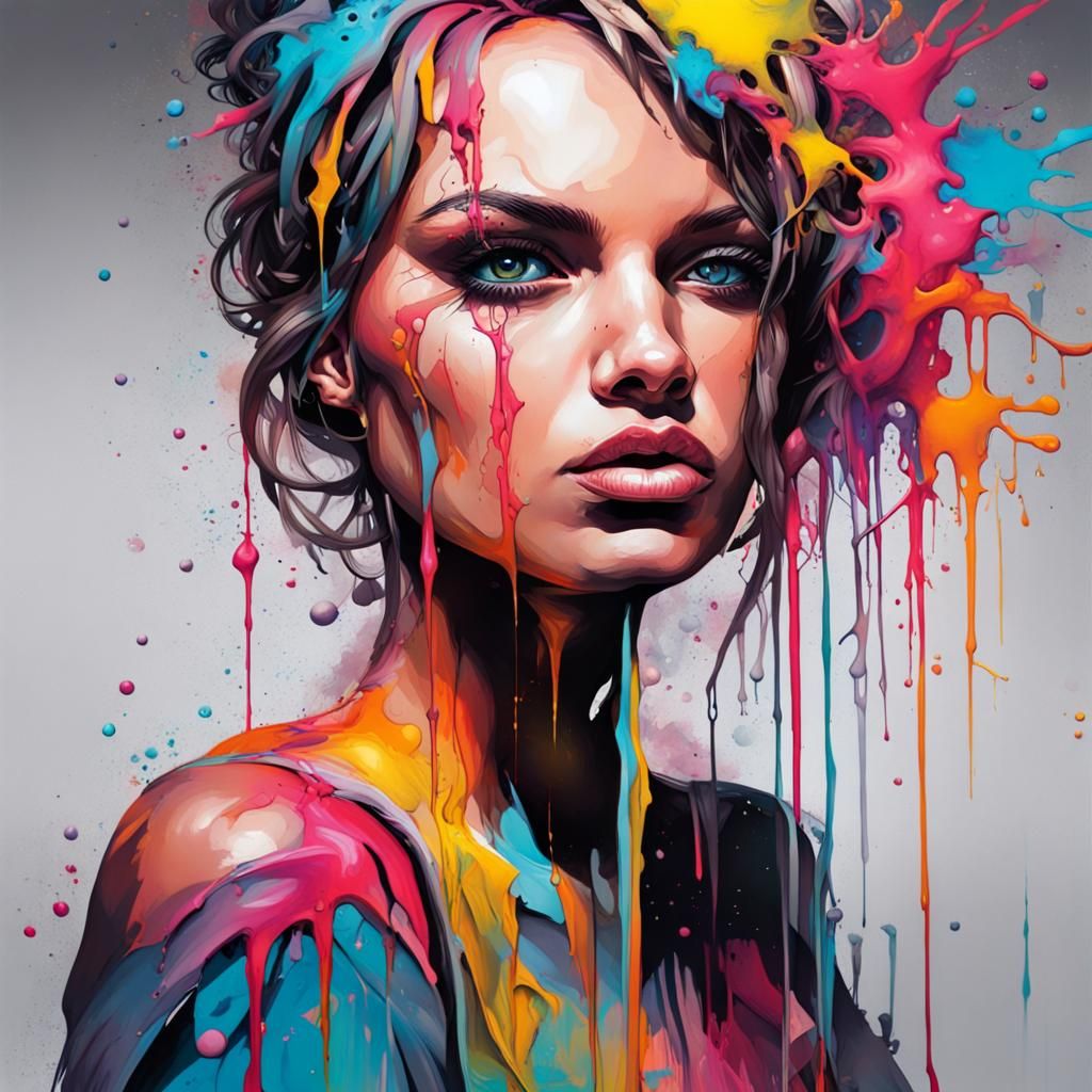 Colorful Graffiti Art Female Portrait