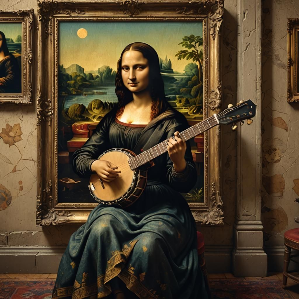Mona Lisa Plays Banjo: Detailed Matte Painting