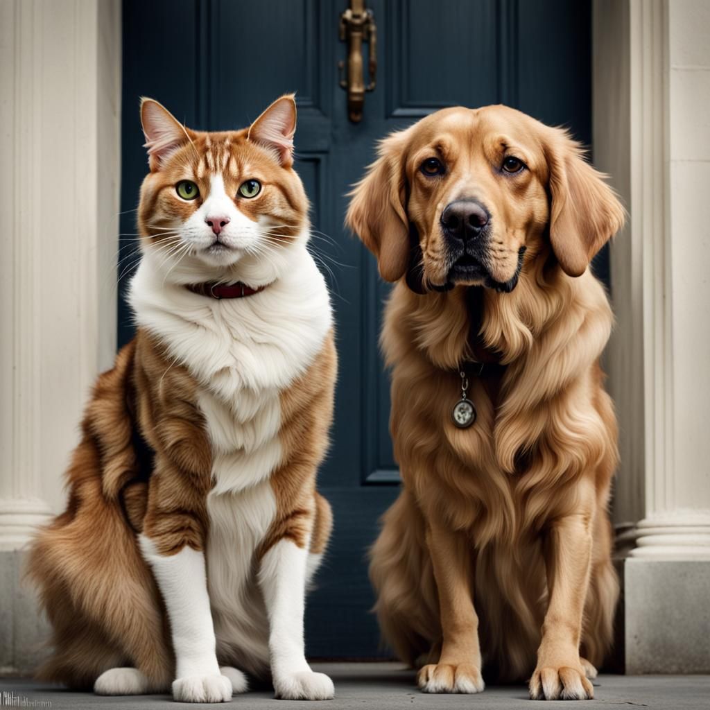 Cat and Dog Portrait in Studio Lighting