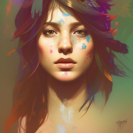 Boho Stoner Girl Portrait in Hyperdetailed Style