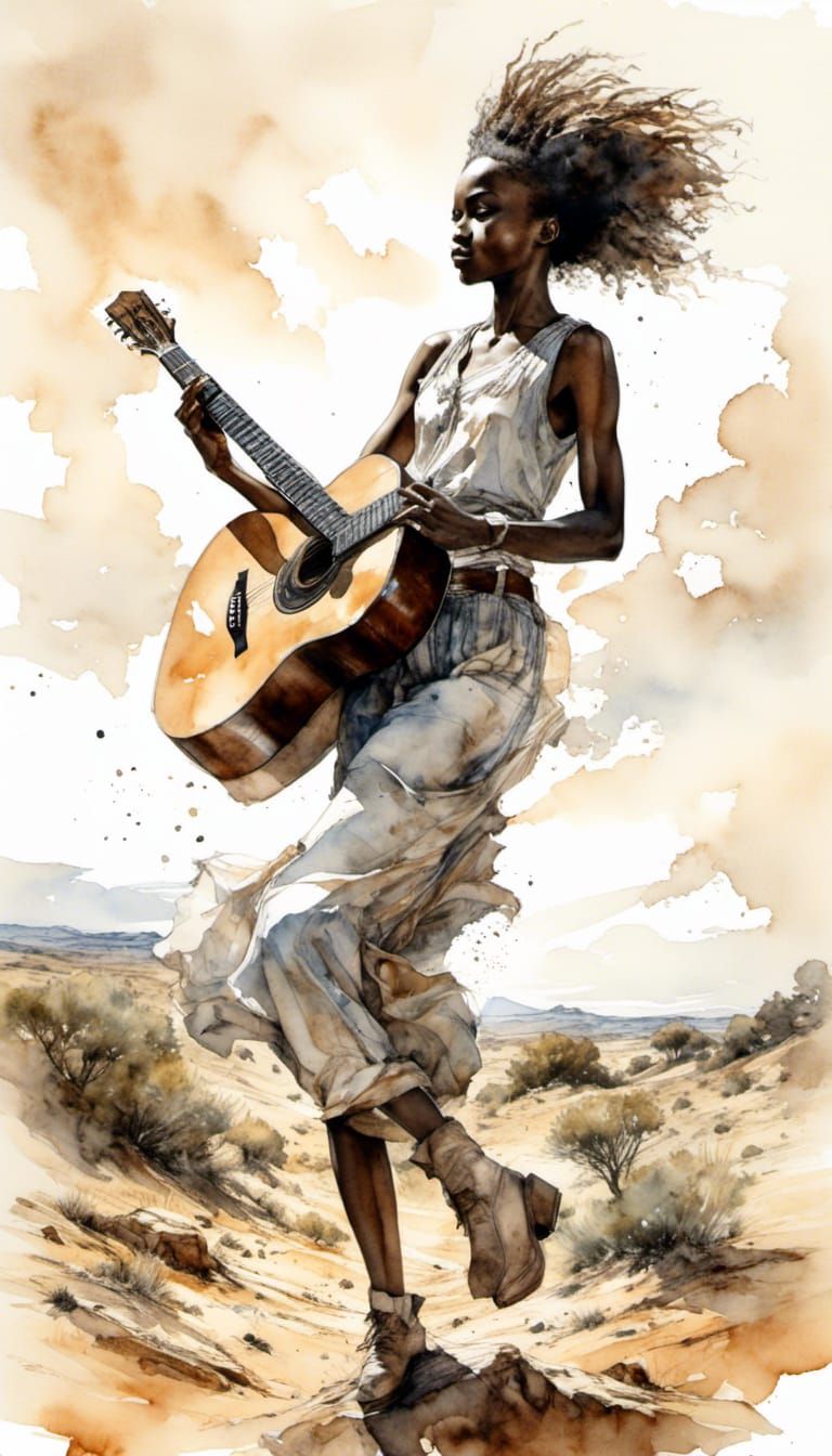 Acoustic Musician Leaps on Earth Horizon