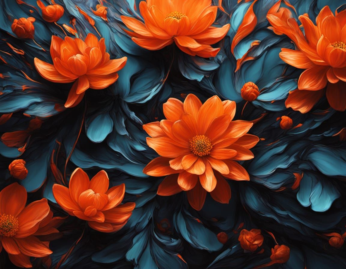 Abstract Floral Jasper Painting in Deep Color