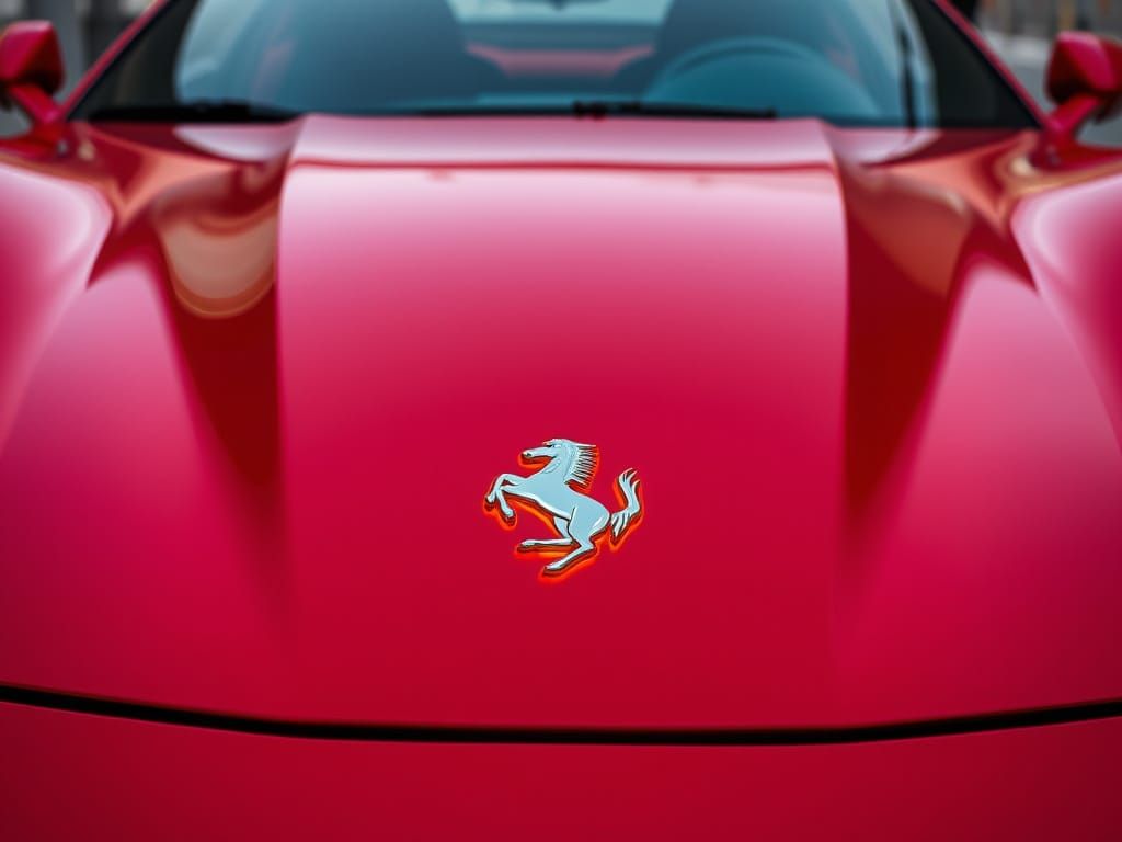 Metallic Red Ferrari Bonnet with LED-Backed Shield