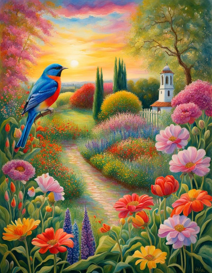 Fairy Tale Forest and Spring Garden in Watercolor