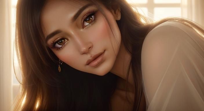 Woman in Golden Sunlight: A Digital Portrait