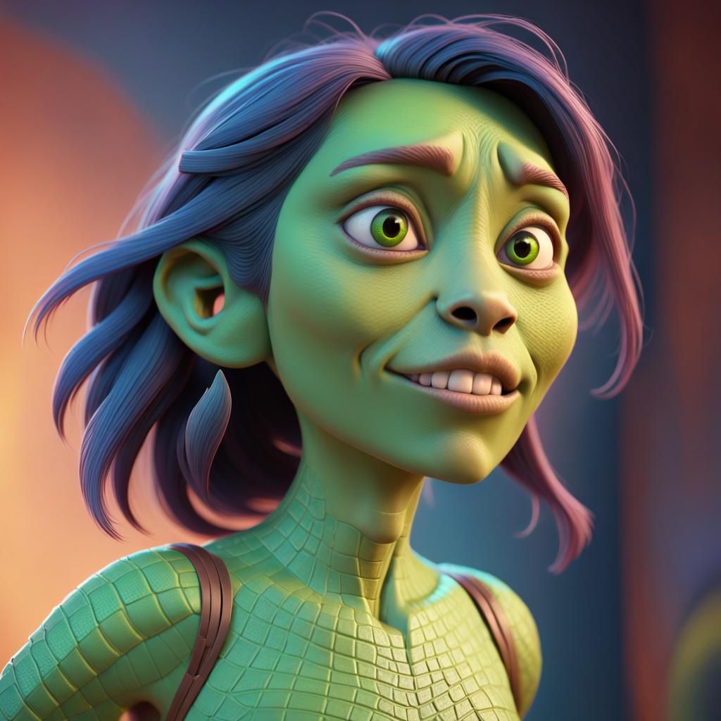 Lizard Woman Concept Art in 3D