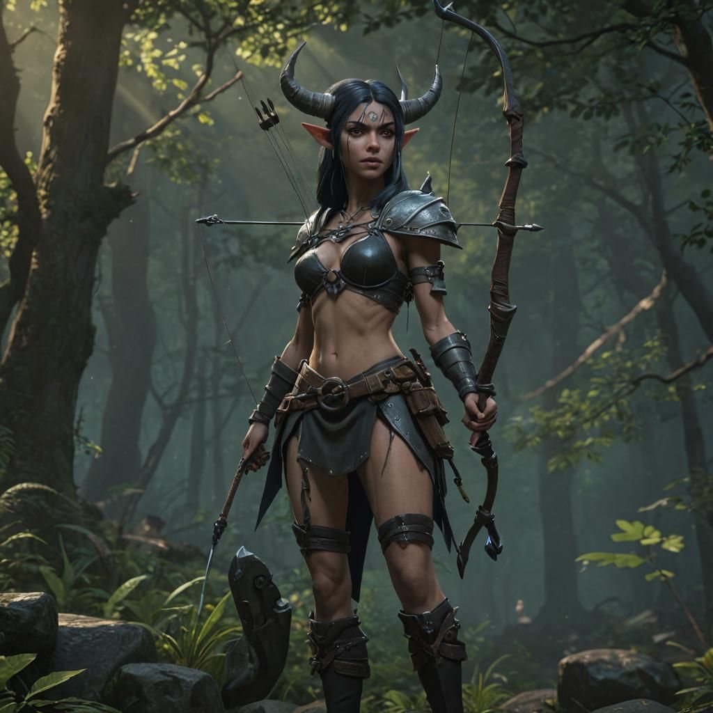 Dark Fantasy Elf Archer in 3D Game Style