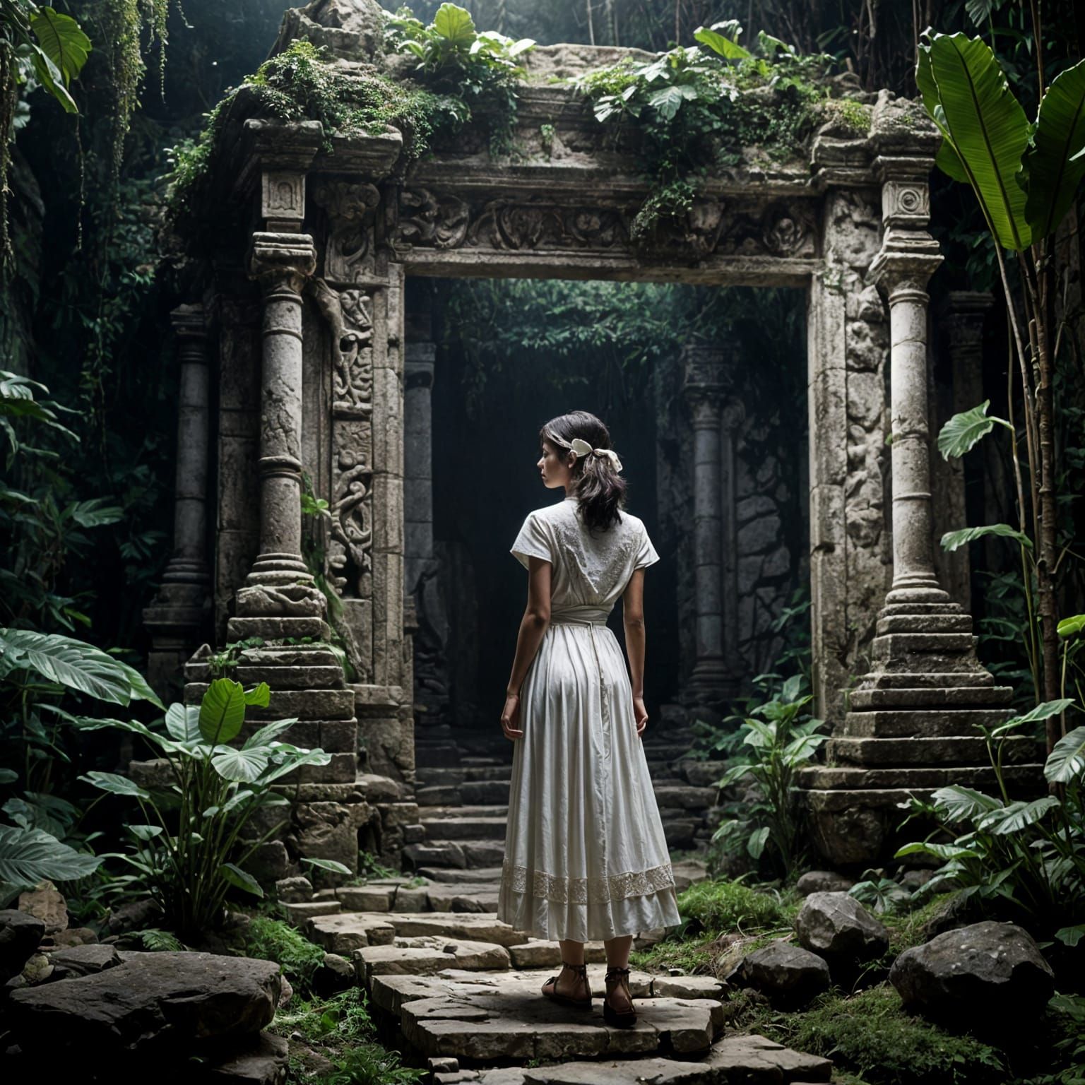 Jungle Explorer and Ancient Ruins