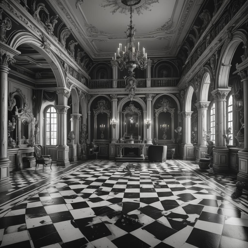 Beetlejuice Chateau Floor in Black and White