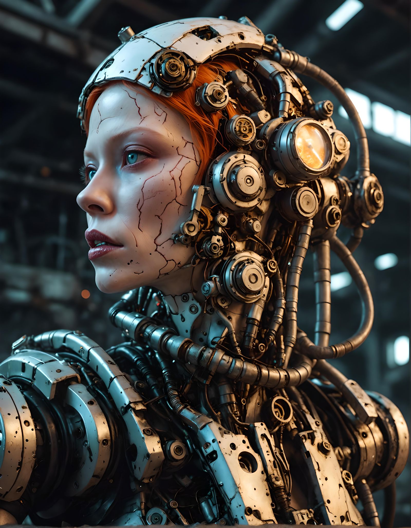 Melancholic Cyborg in Wasteland: a Photorealistic Astral Ill...