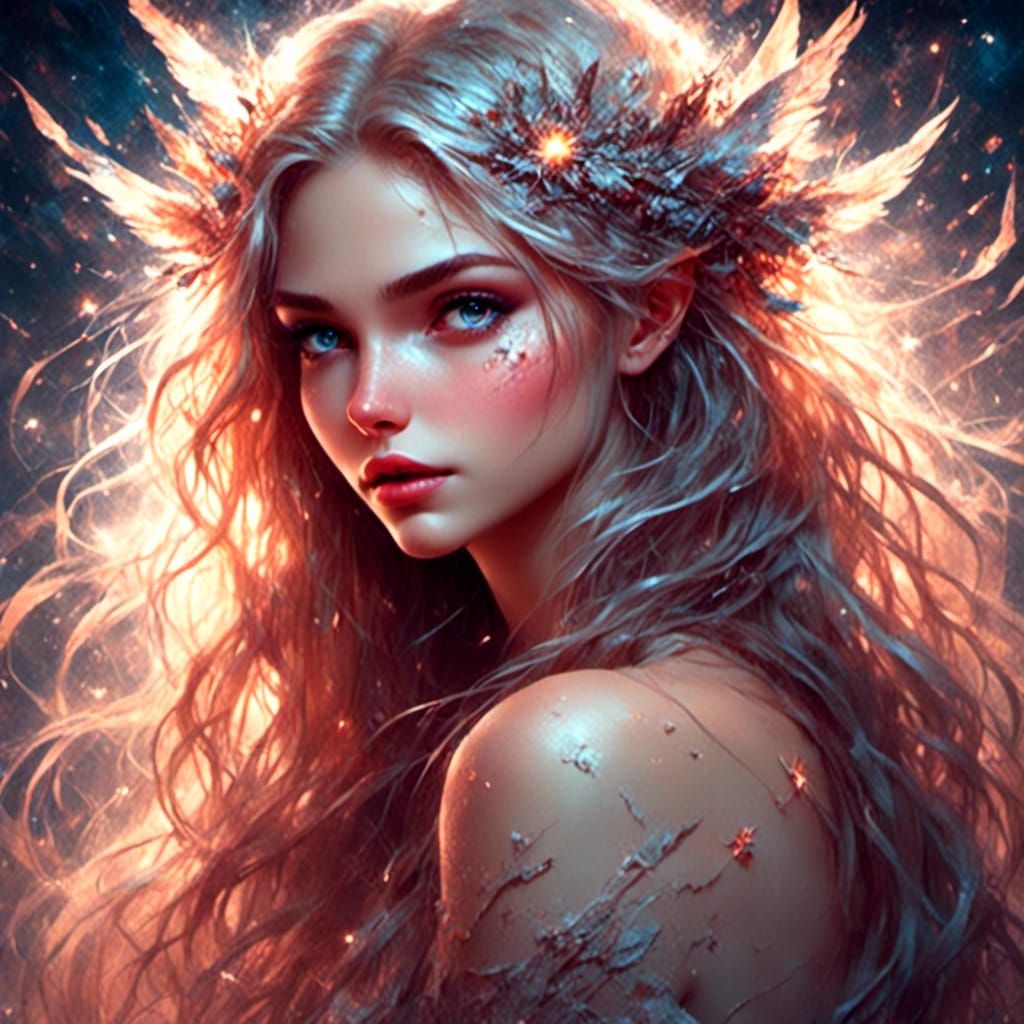 Ethereal Fairy Woman Bathed in Starlight