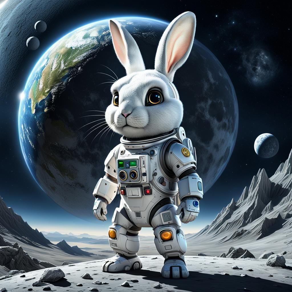 Lunar Robot in Rabbit Mask