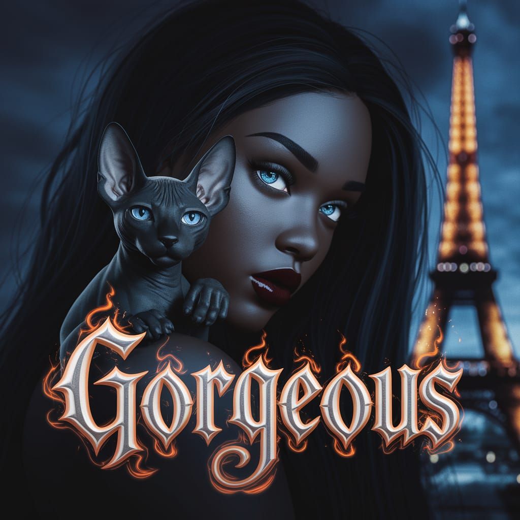 Text "Gorgeous" in 3D heavy extra bold, extra thick, ornate ...