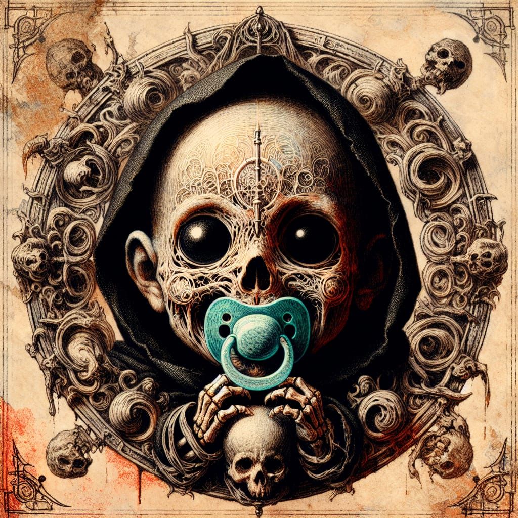 Cute Grim Reaper Baby: Medieval Dystopian Horror