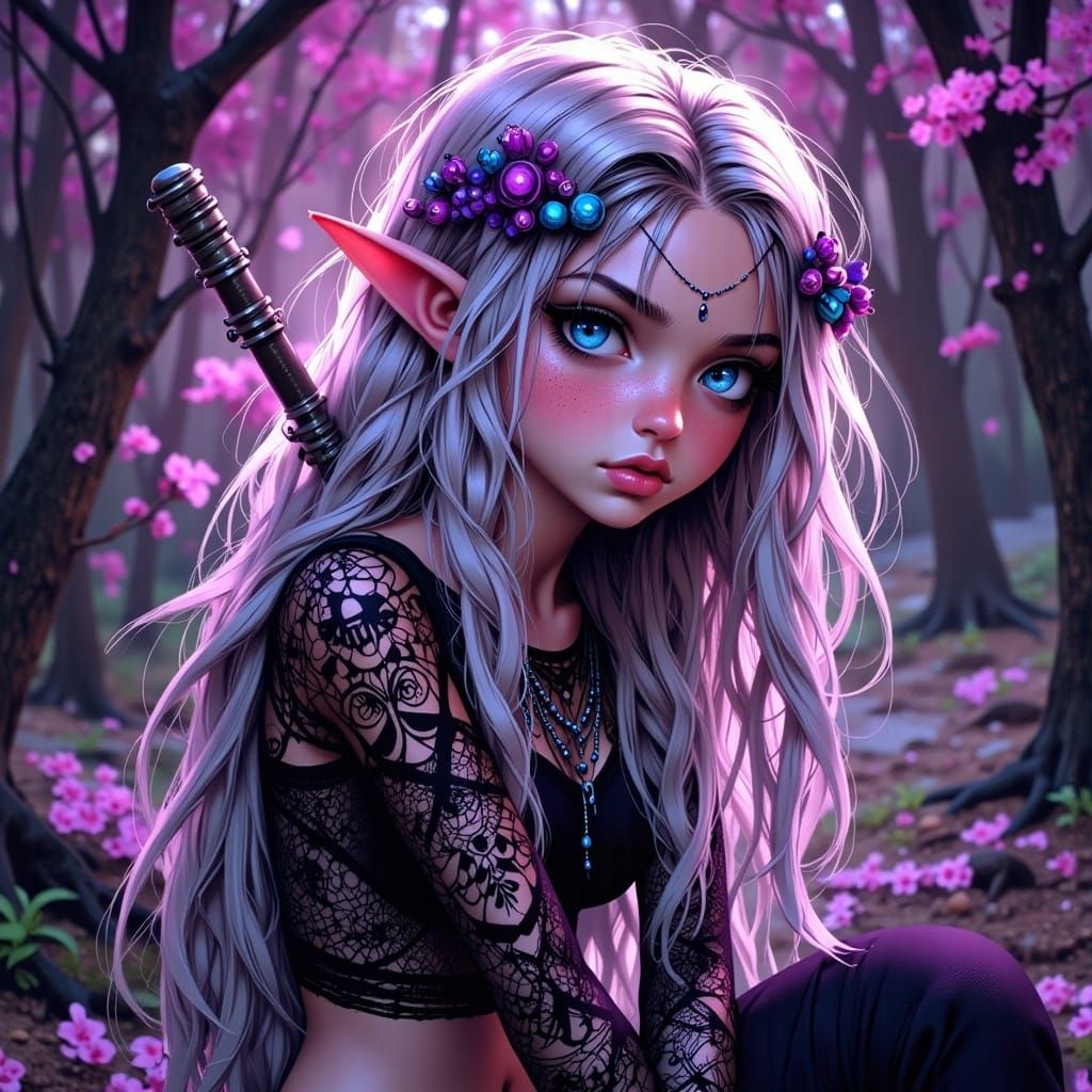 Chibi Elven Huntress in Whimsical Style