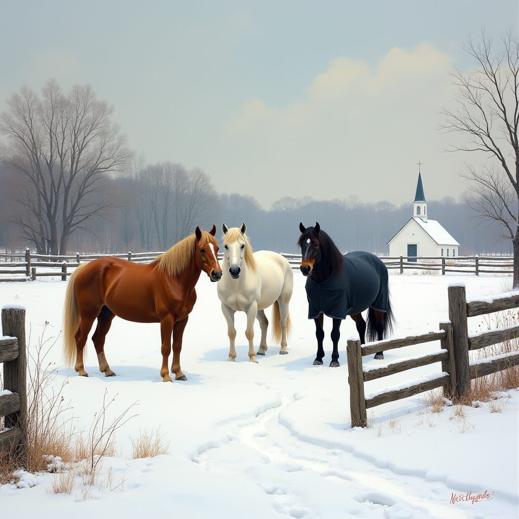 Maryland Horse Farm in Winter Wonderland