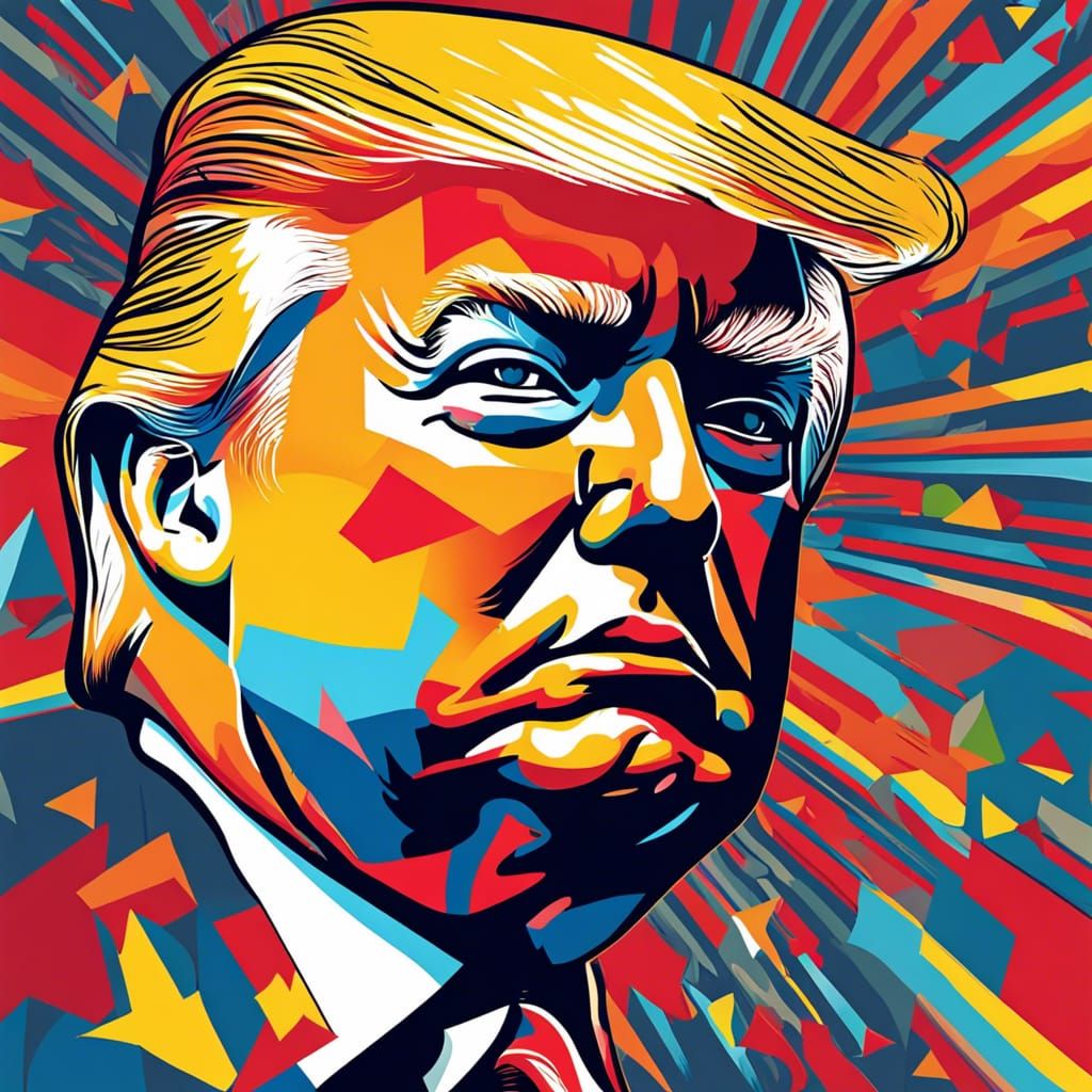 Trump MAGA Pop Art Poster in Abstract Style
