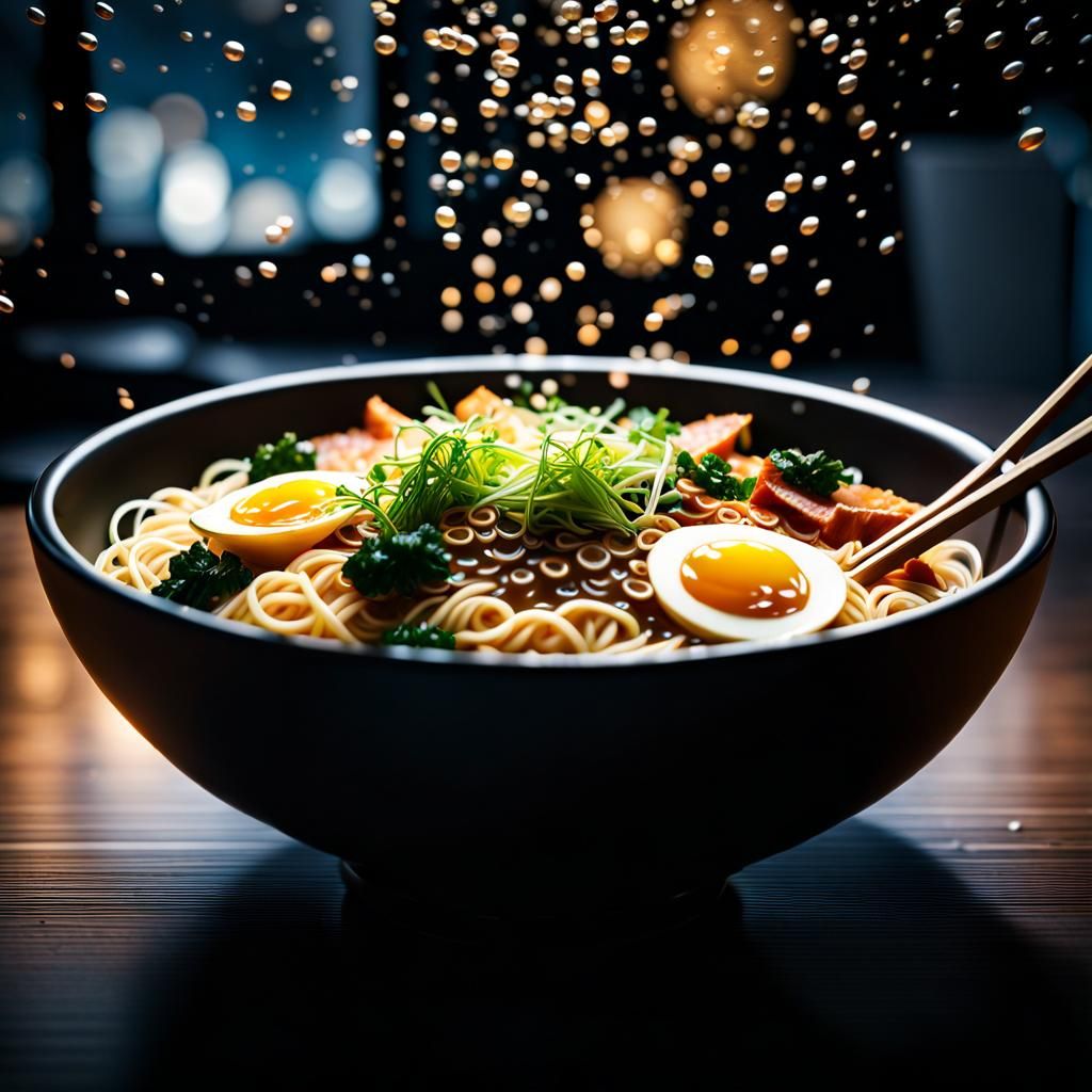 Macro Ramen Bowl in Detailed Digital Art