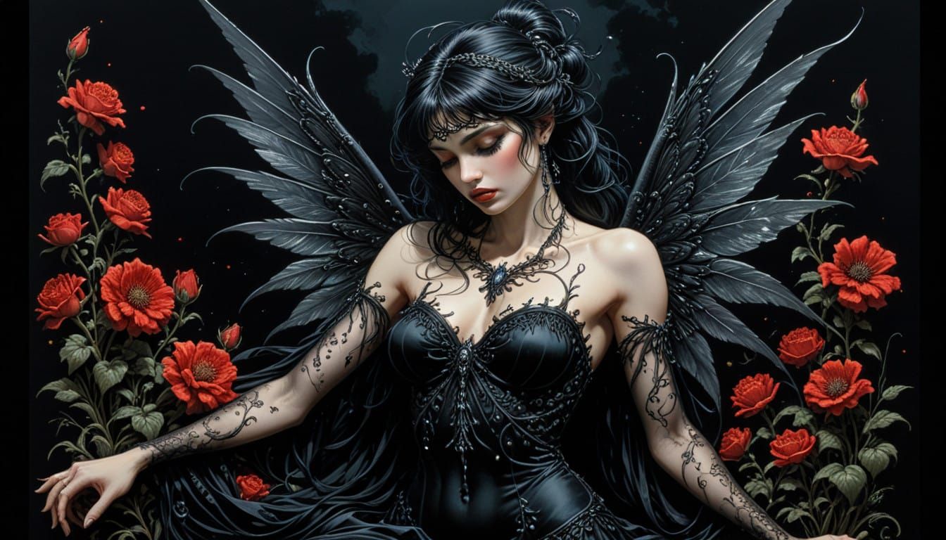 Sublime Weeping Fairy in Dark Romantic Style