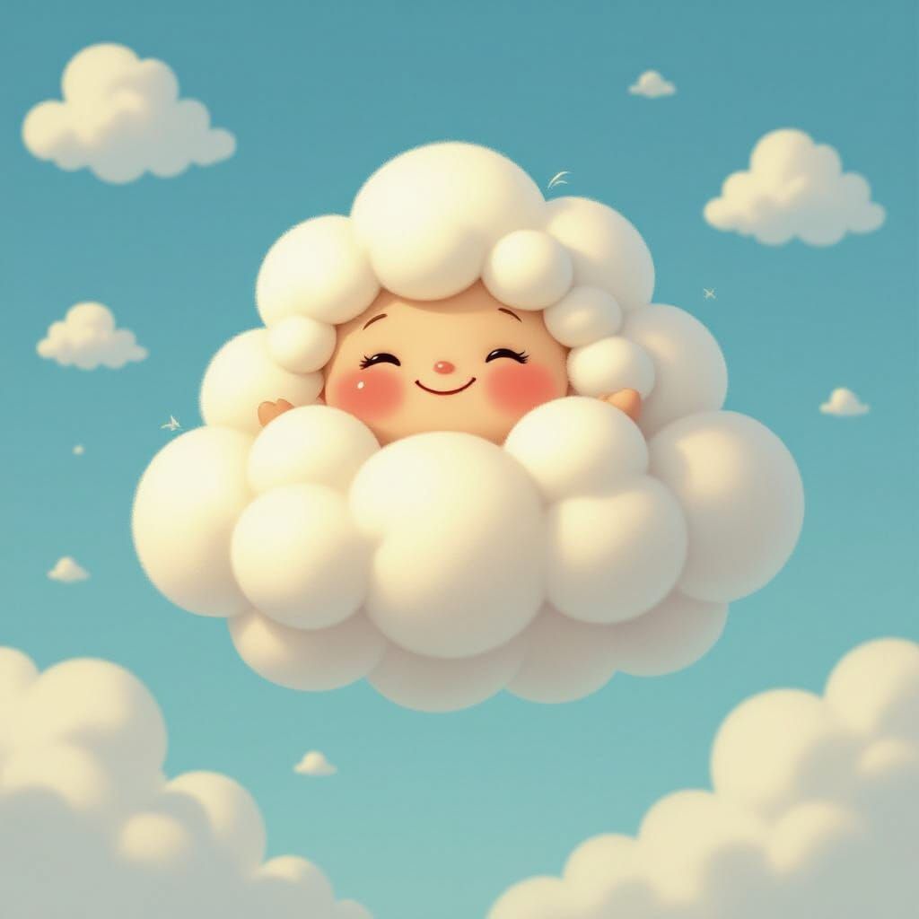 Whimsical Cloud Character Cotton Joe in Dreamy Illustration ...