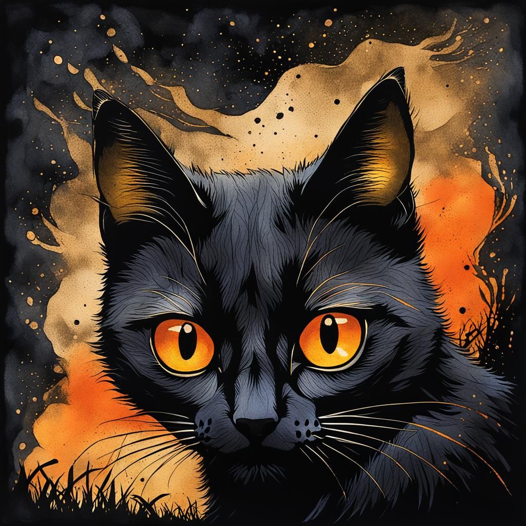 Minimalist Cat Eyes in Dark Fantasy Style