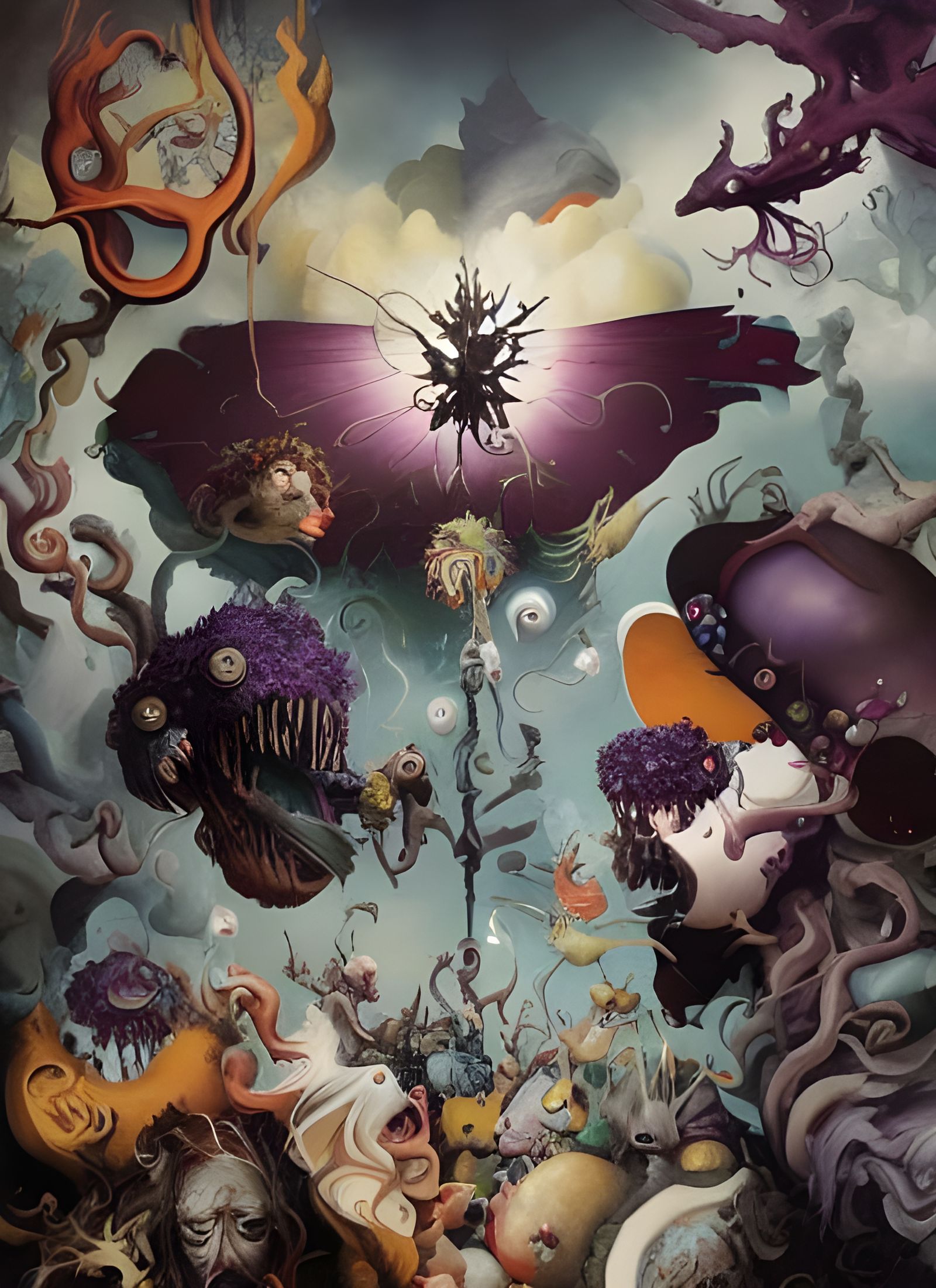 Surreal Donut Dreamscape with Matchstick Dogs