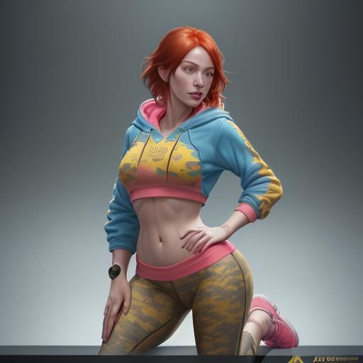 Happy Redhead Portrait in Detailed Digital Art Style