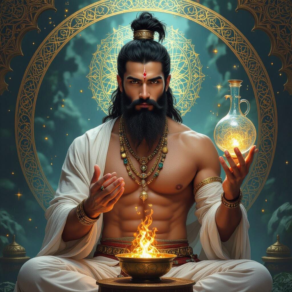 Philosophical Mathematical Paradise with Asian Man