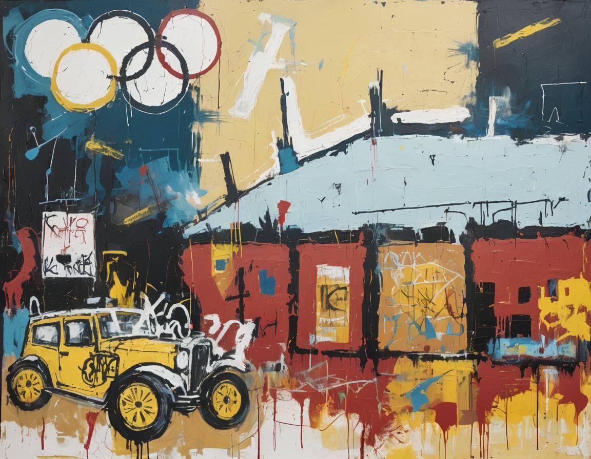 Neo-Expressionist Portrait in Basquiat Style