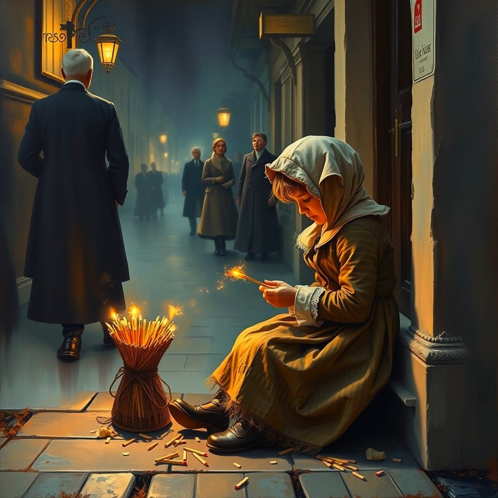 Melancholic Christmas Scene in Surrealist Style