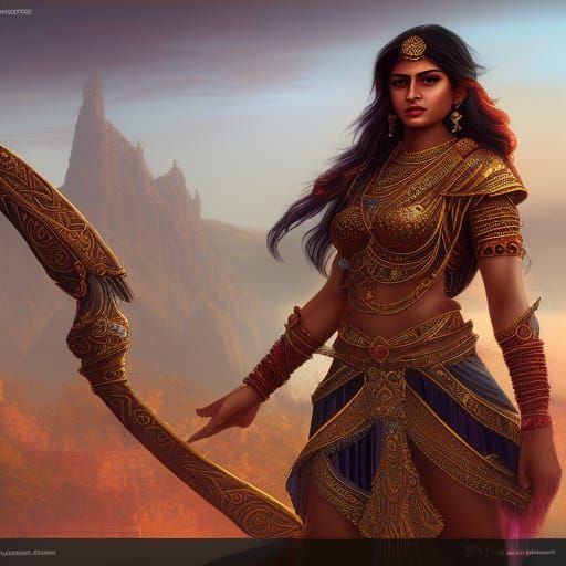 South Asian Warrior Princess in Detailed Matte Painting