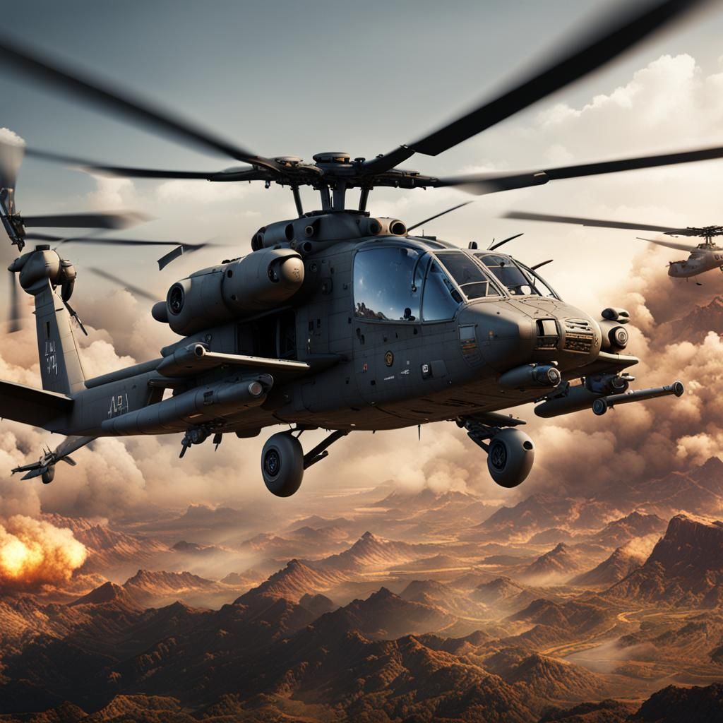 AH-60 Cobra Helicopter in Detailed Matte Painting
