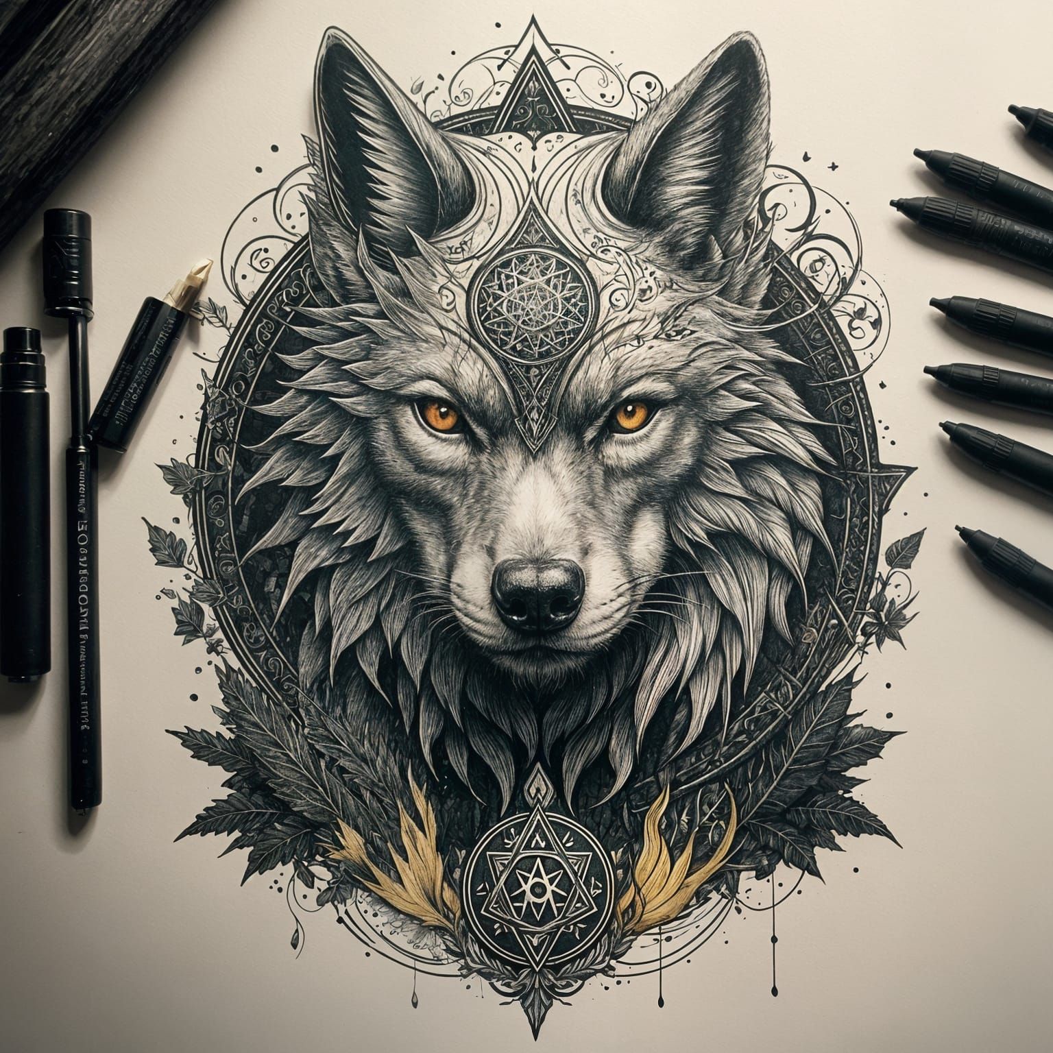 Dark Folklore Engravings with Tattoo Elements