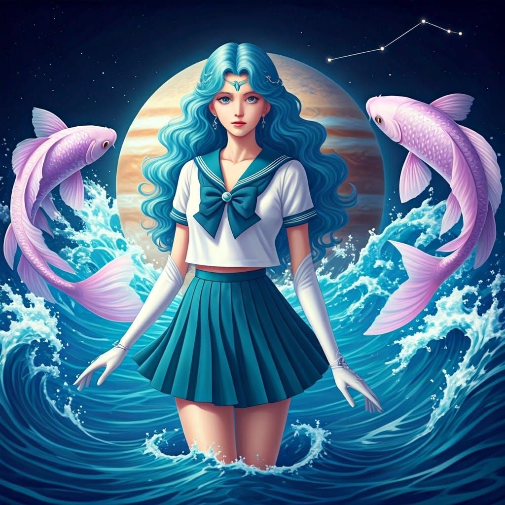 Serene Sailor Goddess Embodies Duality with Jupiter's Gentle...