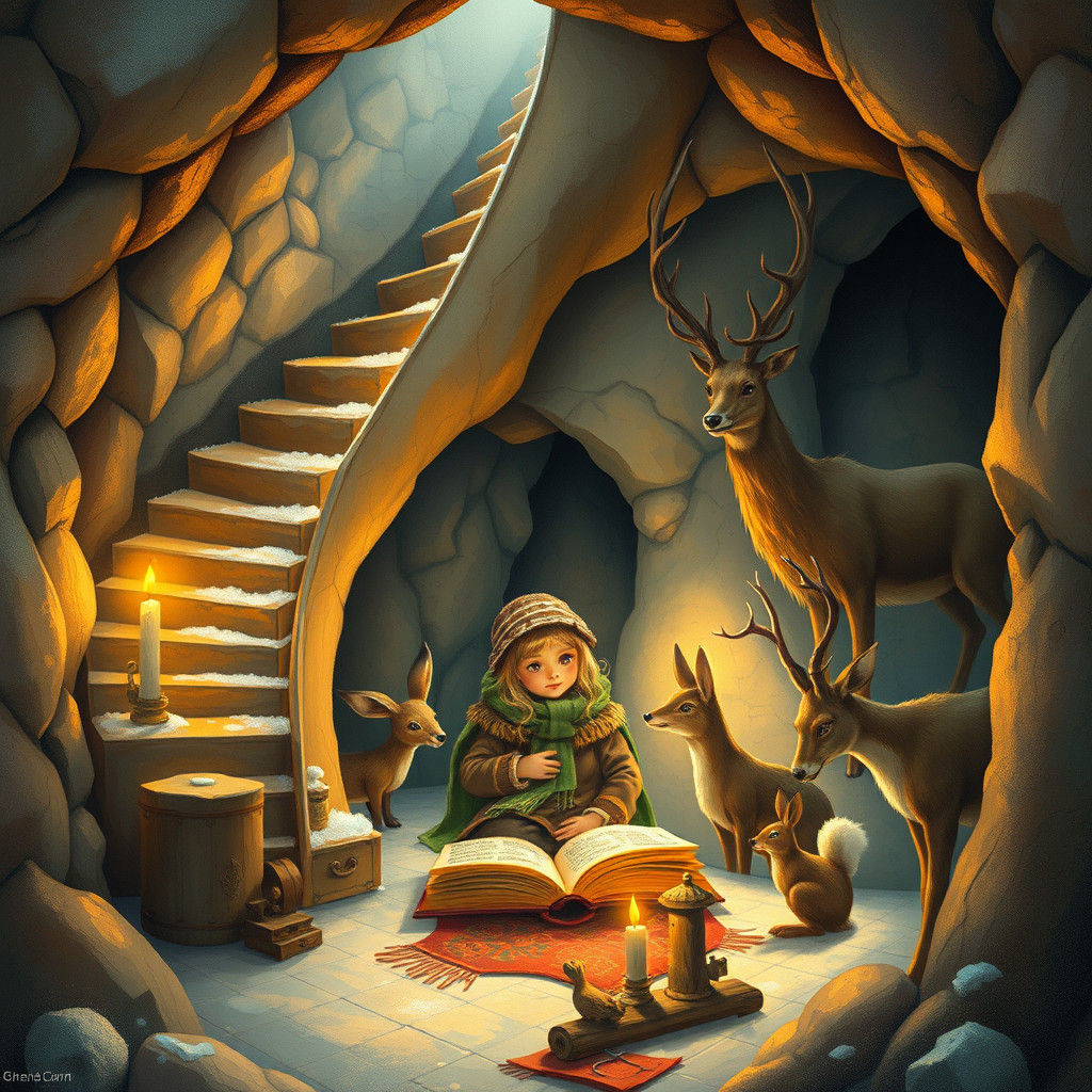 Enchanting Winter Chamber Scene in High Fantasy Style