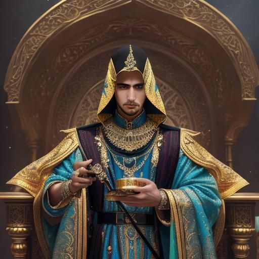 Levitating Arabian Prince in Golden Castle