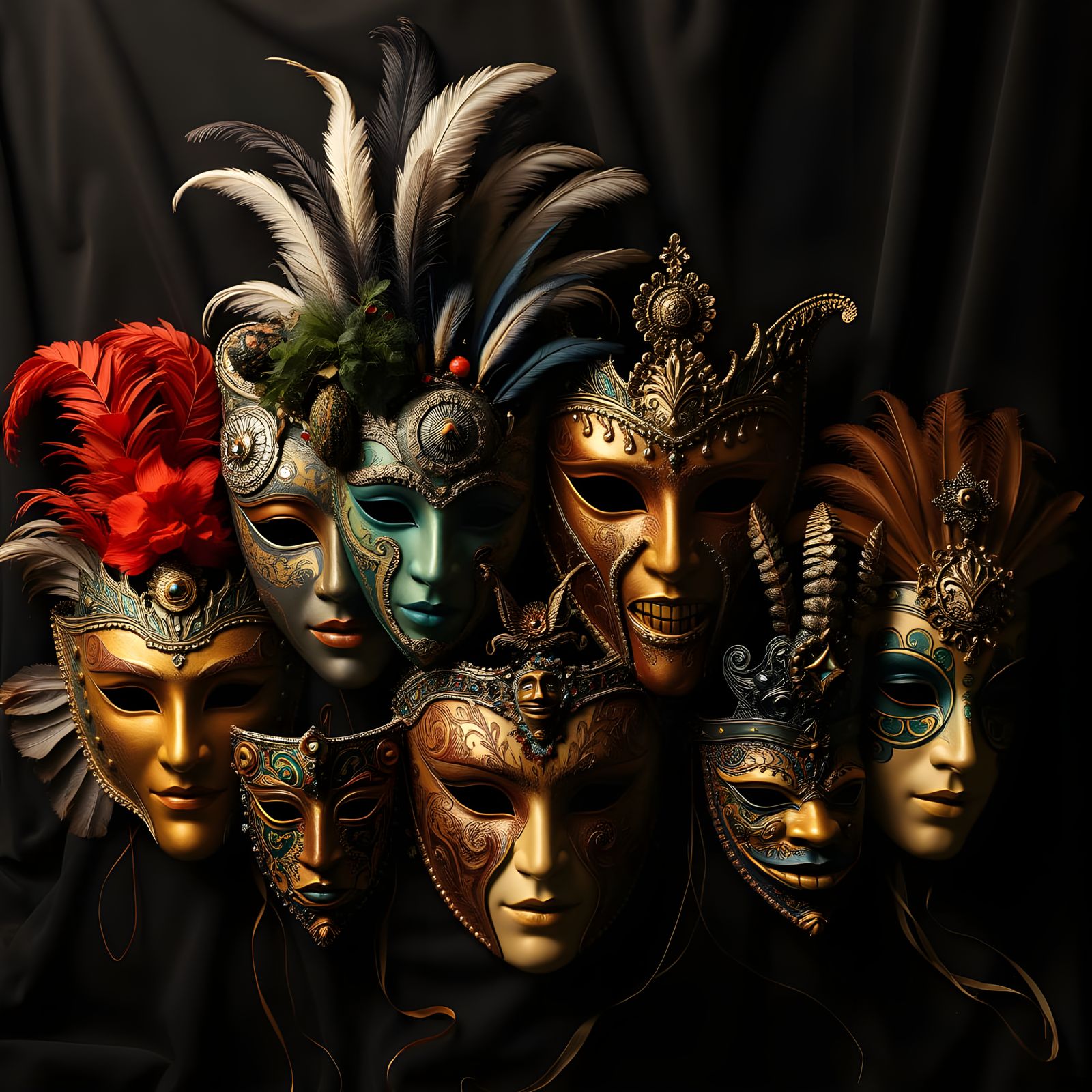 Mysterious Masquerade Portraits in Dark Fantasy Style