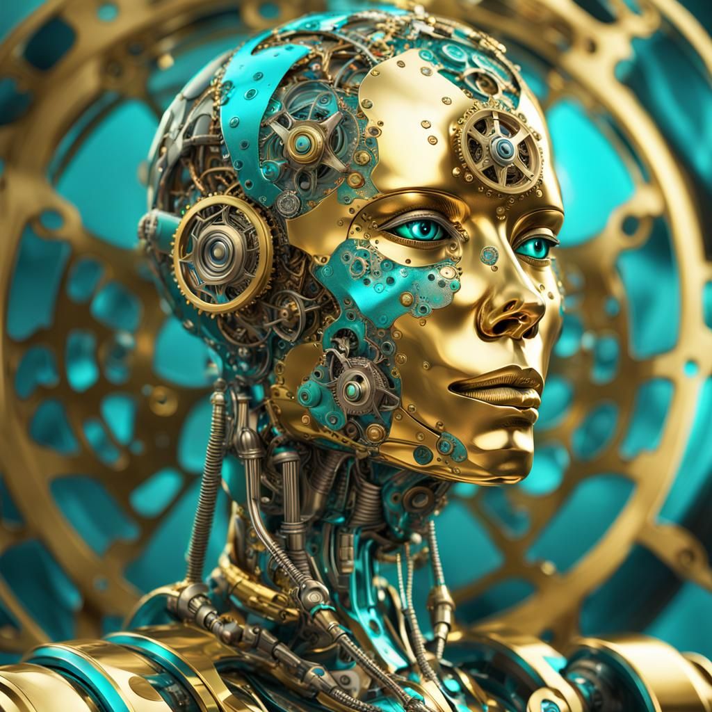 Hourglass Robot with Fractal Details in Photorealistic Style