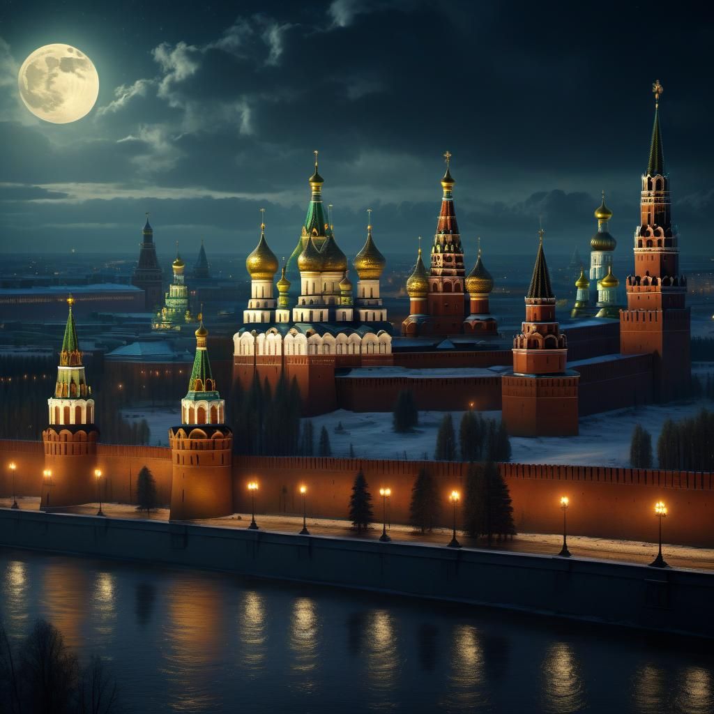 Kremlin at Night in 1750: Digital Matte Painting