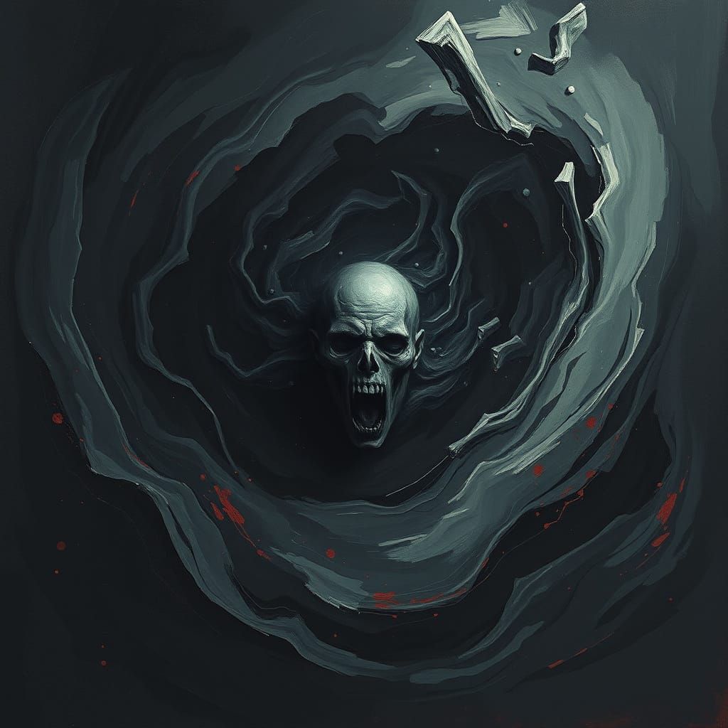 Existential Horror Consumes the Soul in Dark, Swirling Abyss