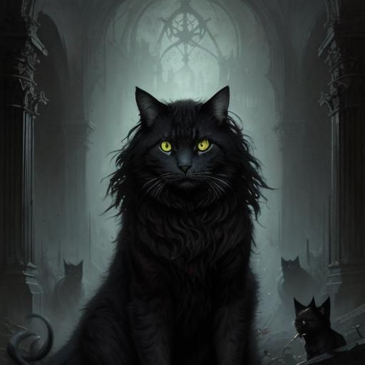 Horrific Cats in a Dark Fantasy Illustration