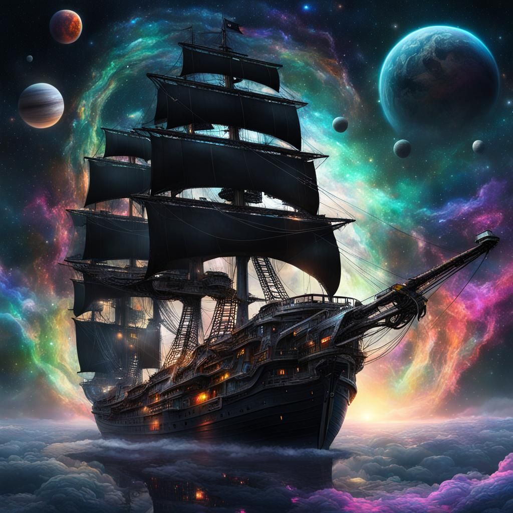 Kraken Attacks Black Pearl in Interstellar Wormhole