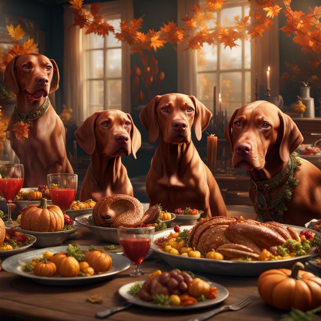 Vizsla Family Thanksgiving Celebration: Matte Painting
