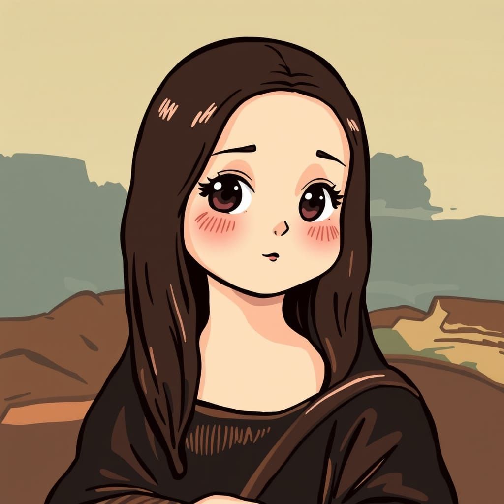 Mona Lisa Reimagined as Kawaii Manga Art