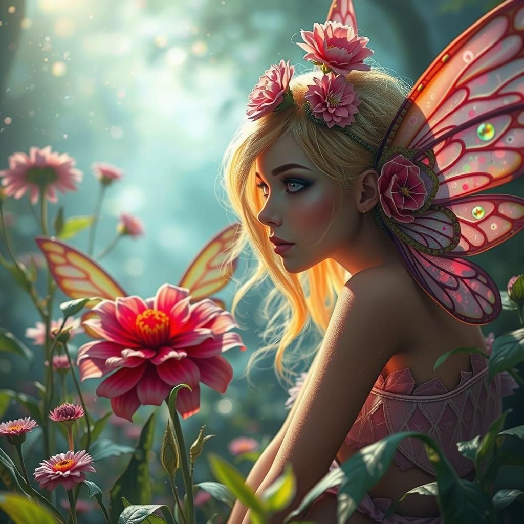 Fairy in Magical Garden: Hyperrealistic Splash Art