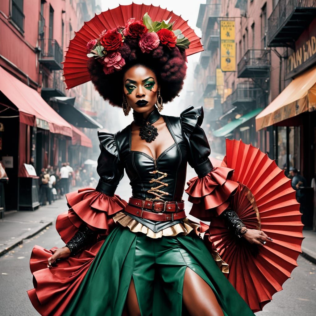 Vibrant Afro-Mexican Warrior in Pulp Comic Style