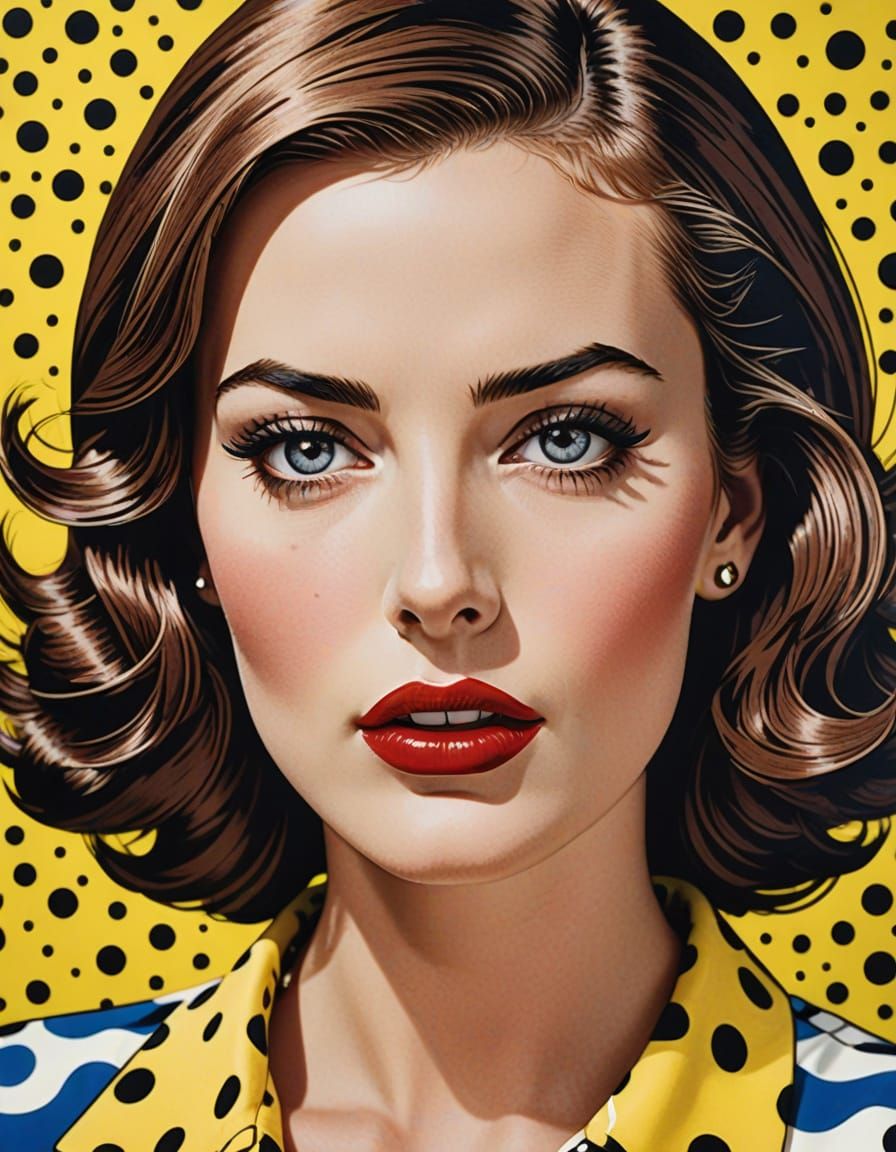 Pop Art Model Eating Chocolate with Ben-Day Dots