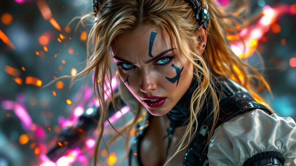 Empowered Warrior Maiden in Futuristic Combat