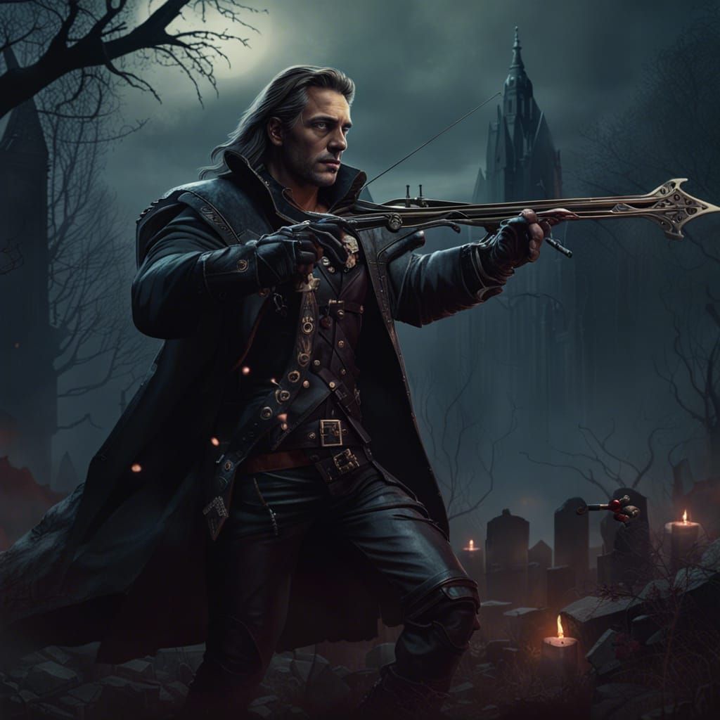 Van Helsing Vampire Hunter in Dark Fantasy Art