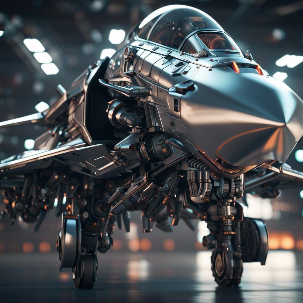 Futuristic Fighter Jet with Intricate Sci-Fi Details